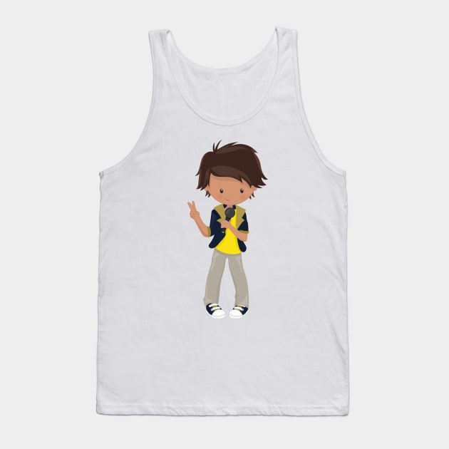 Rock Boy, Latino Boy, Microphone, Band Singer Tank Top by Jelena Dunčević